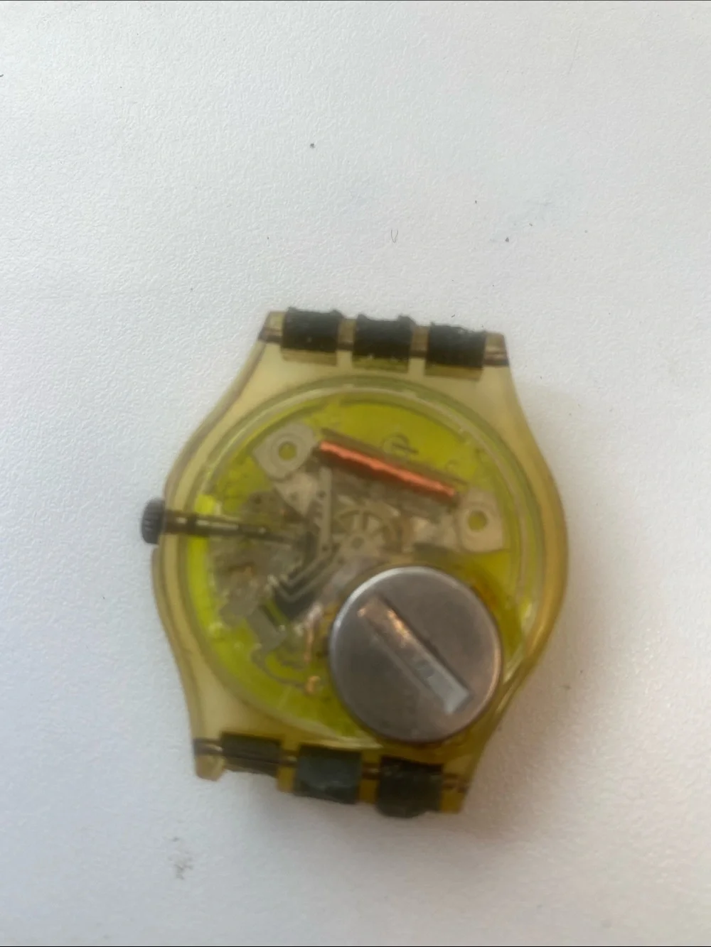 Vintage Swatch Neon Yellow-Green Transparent Skeleton Watch. - Picture 2 of 2